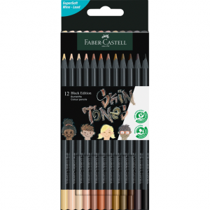 12 colors: Colored pencils SKIN TONES Faber Castell Black Edition