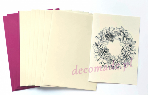 Floral greeting cards. Gift box for coloring