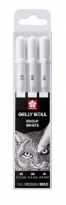 Zestaw białych długopisów żelowych Gelly Roll - 3szt (05, 08, 10)