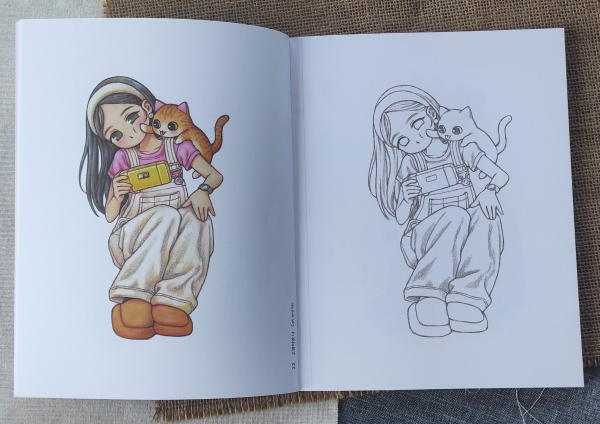 Rowon's Cat and Girl Coloring Book