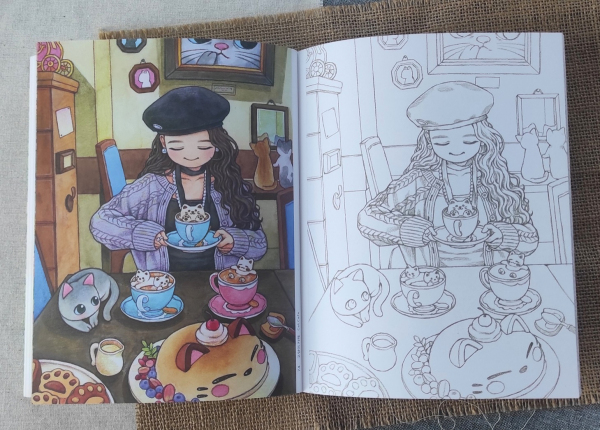 Rowon's Cat and Girl Coloring Book