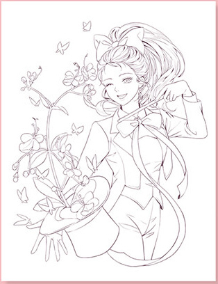 Flowers and Girls  Vol 3. Coloring Book