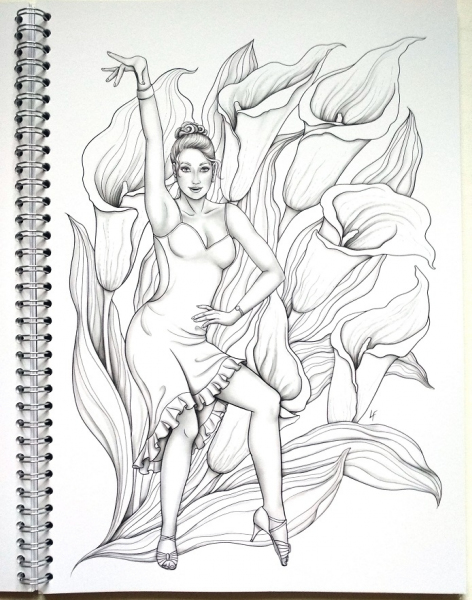 Dream Dancers. Grayscale Coloring Book