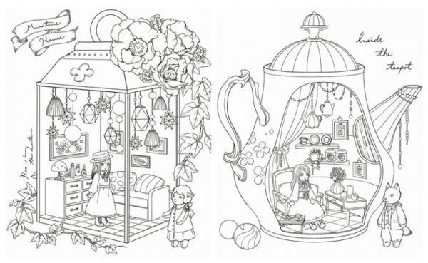 Girls Dollhouse Coloring Book