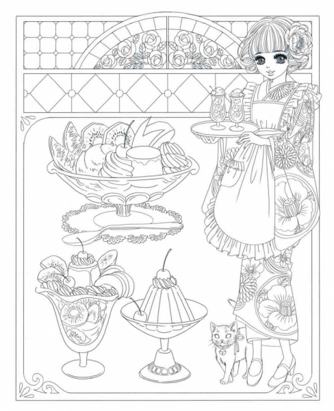 The story of Modern Girls and Cats Coloring Book Nelco Neco